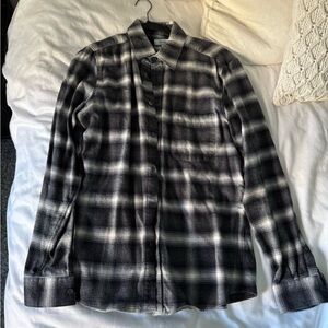 Reiss Black and Gray Plaid Casual Button Down Shirt